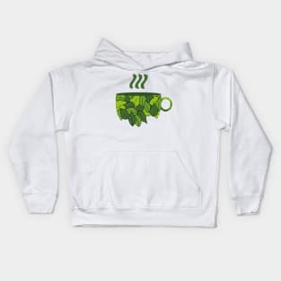 a herbal hot leaf tea for fresh and healthy life Kids Hoodie